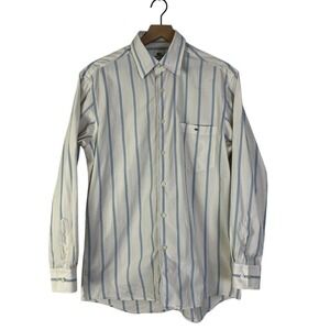 Lacoste‎ Vintage Striped Dress Shirt Yellow Preppy Long Sleeve Button  Cotton 40